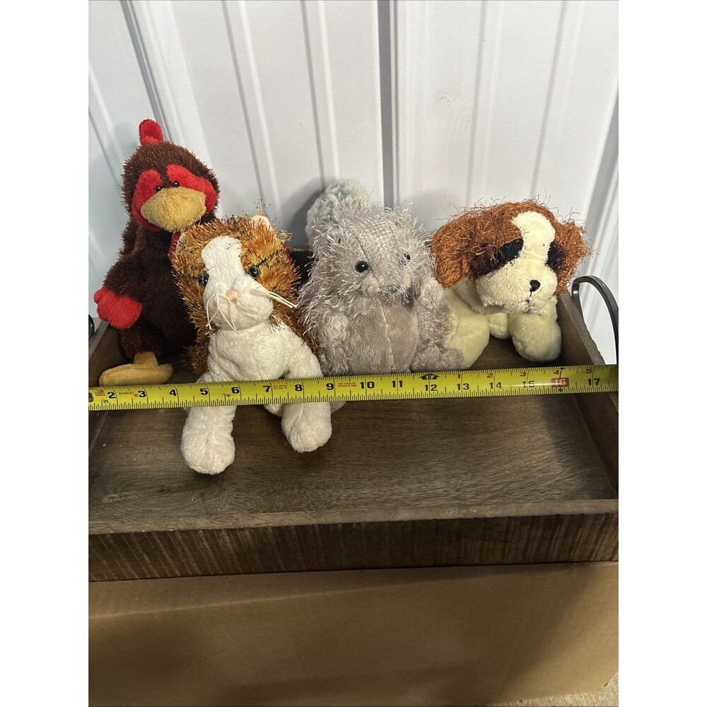 Lot Of 4 Webkinz No Codes-St. Bernard, Grey Squirrel, Strioed Alley Cat, Rooster